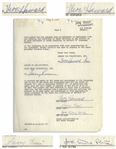 May 1959 Agreement Signed by Larry Fine, Joe DeRita & Twice-Signed by Moe Howard -- Agreement With Their Agent Harry Romm Measures 8.5 x 11 -- Page 2 Only, Else Near Fine